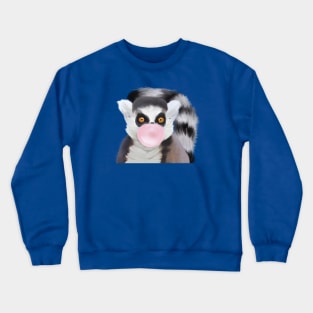 Bubblegum Blowing Ring-Tailed Lemur Crewneck Sweatshirt